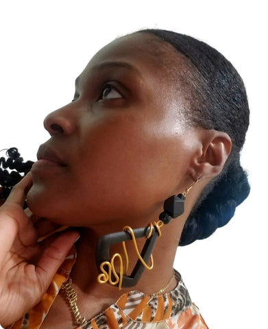 Queen-tee Triangle Wooden Earrings