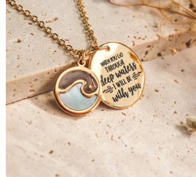 When you are in deep waters I will be with you Stainless Steel Minimalist Necklace