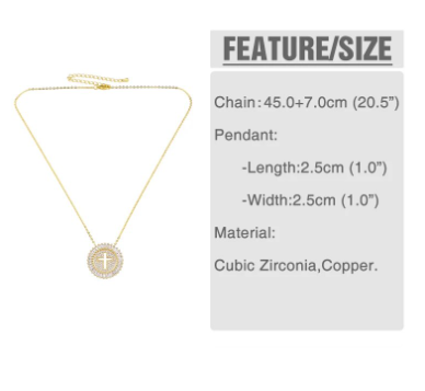 Gold Plated Crystal Cross Pendant Necklace