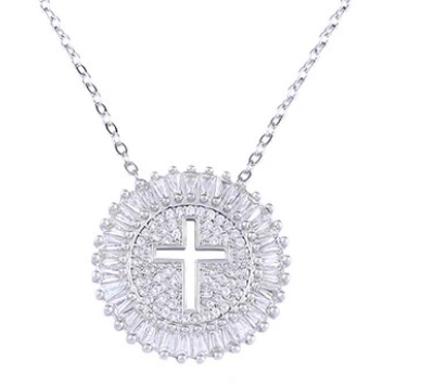 Gold Plated Crystal Cross Pendant Necklace