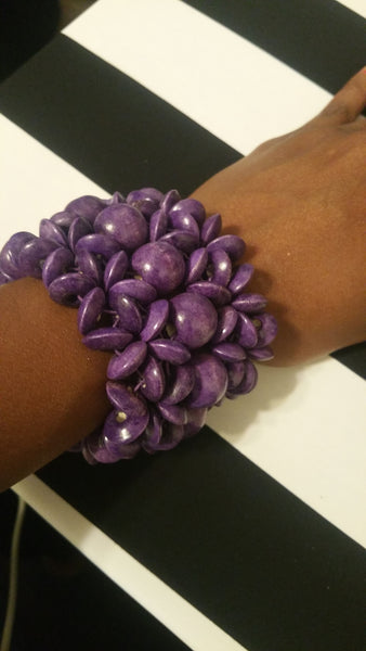 Stretch Beaded Wood Bracelet
