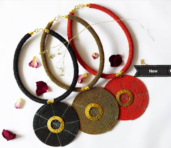 Circular Beaded Pendant Necklace