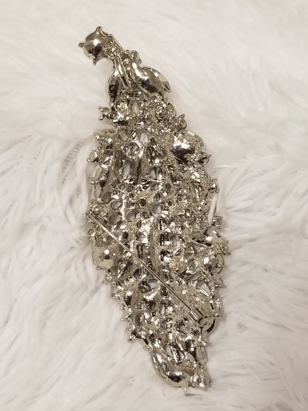 Rhinestone Leaf Style Brooch Pin