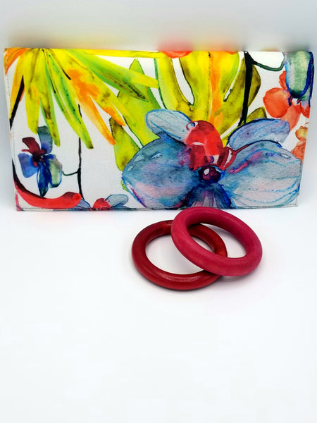 Ladies Floral Clutch with Magnetic Closure