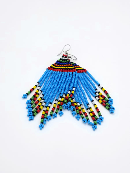 Handmade Ethnic Multi-color Blue Earring & Bracelet Set