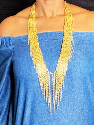 Light weight Long Fringe Necklace