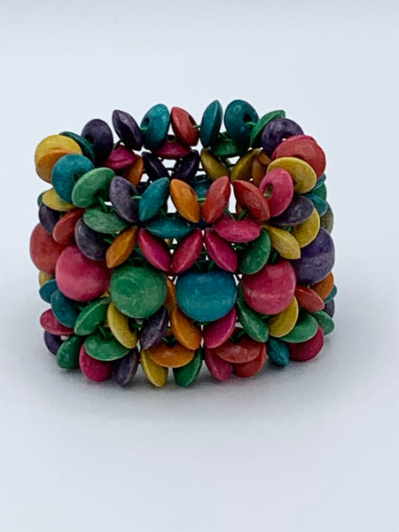 Stretch Beaded Wood Bracelet