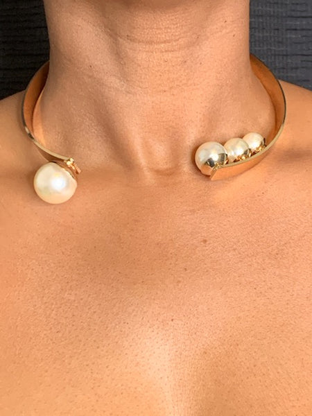 Gold Choker with Pearl Details