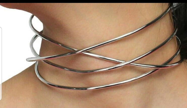 Silver Crossover Choker