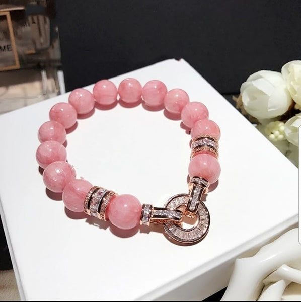 Rose of Sharon Stretch Handmade Beaded Bracelet