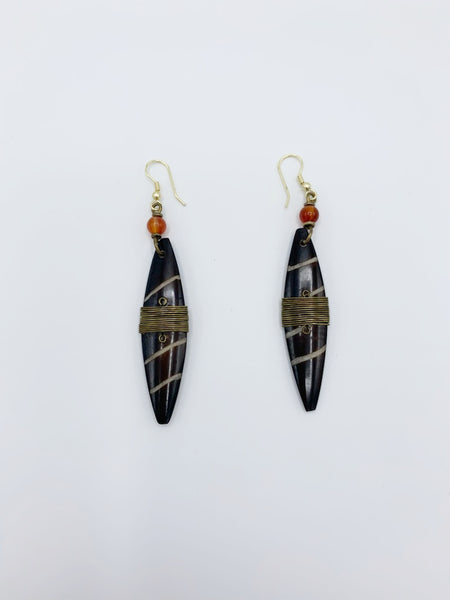 Handmade Ethnic Oval Shaped Earrings with Brass Design