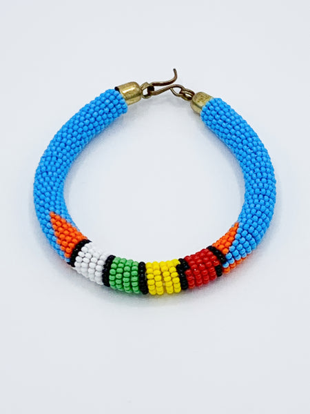 Handmade Ethnic Multi-color Blue Earring & Bracelet Set