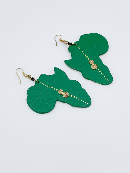 Hand painted Africa Earrings with Brass Design